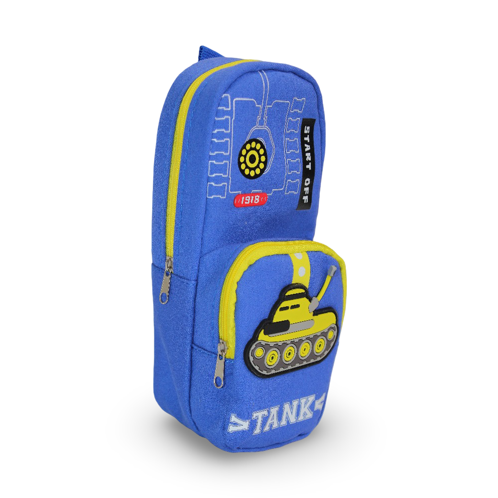Pencil Case with Keychain Pocket – Blue