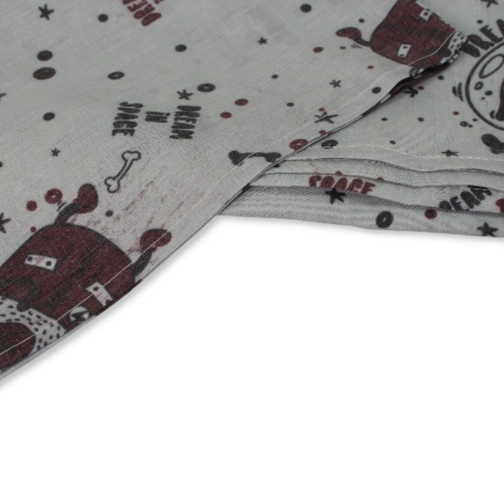 Bed Sheet 3 Pcs – Grey with "Dream in Space" Design