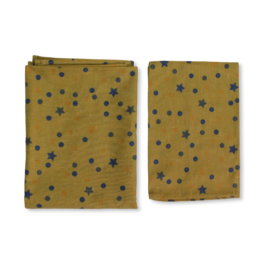 Bed Sheet 3 Pcs – Yellow with Stars Print