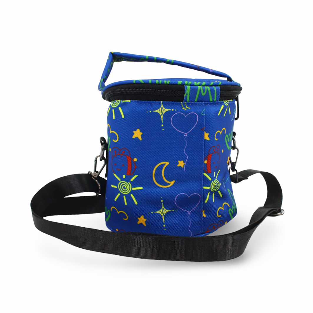 Rightemp Breastmilk Cooler Bag with 2 Gel Pouches – Blue Doodle Print