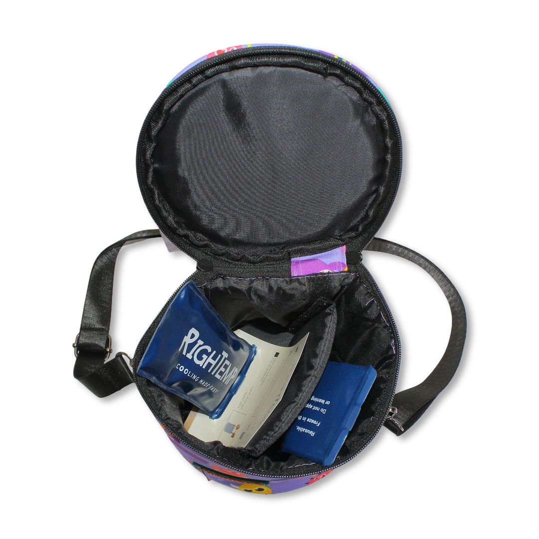 Righ Temp Breastmilk Cooler Bag with 2 Gel Pouches – Purple with Monster Print