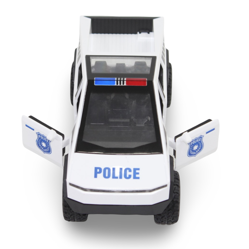 Tesla Friction Police Car Model with Sound & Light – White