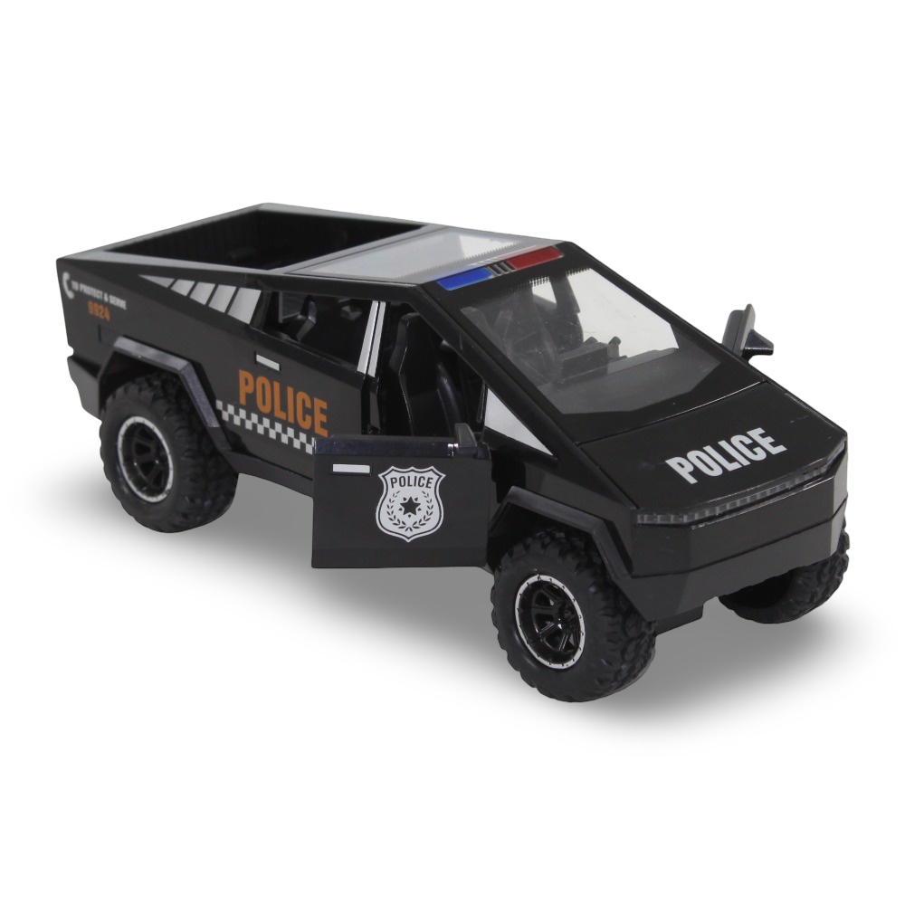 Tesla Friction Police Car Model with Sound & Light –  Black