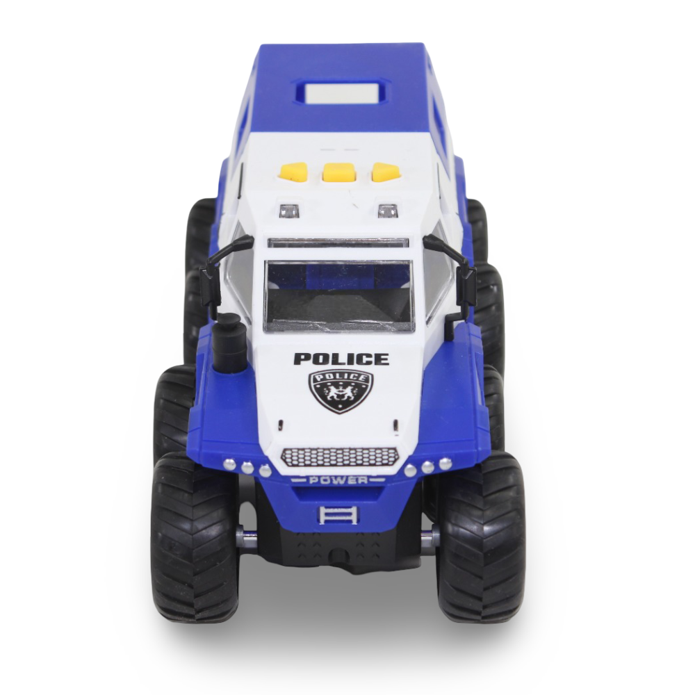 Jeep  8-Wheeler Friction Car Model with Sound & Light – White & Blue