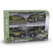 Jiansheng Inertia Driving Military Vehicles 1:20 Scale (Sound & Light) – 4 Pcs