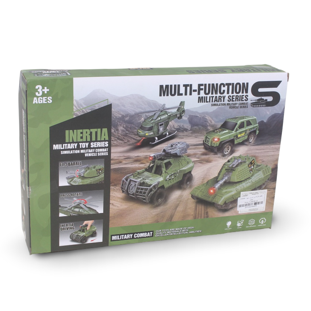Jiansheng Inertia Driving Military Vehicles 1:20 Scale (Sound & Light) – 4 Pcs