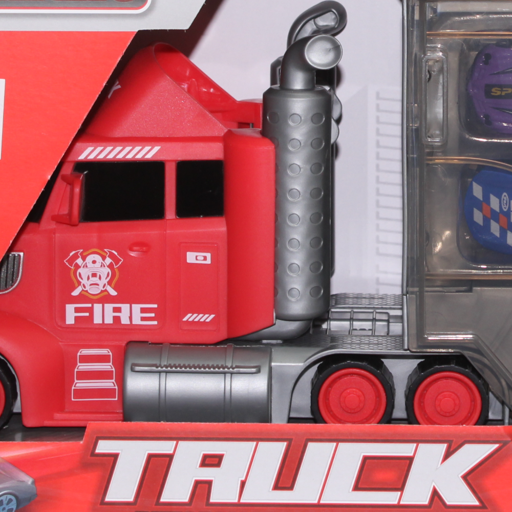 Cufan 2-in-1 Six-Six-Zero Alloy Fire Truck Deformation Storage with 4 Cars – Red