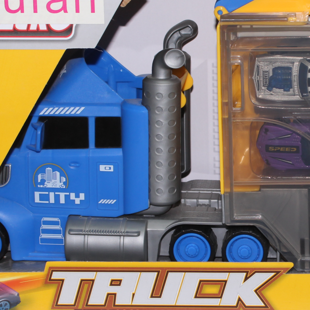 Cufan 2-in-1 Six-Six-Zero Alloy City Truck Deformation Storage with 4 Cars – Blue