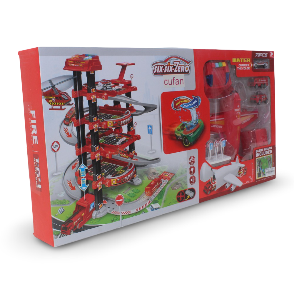 Cufan Six-Six-Zero Fire Station Garage Toy 1:64 Scale – 79 Pcs