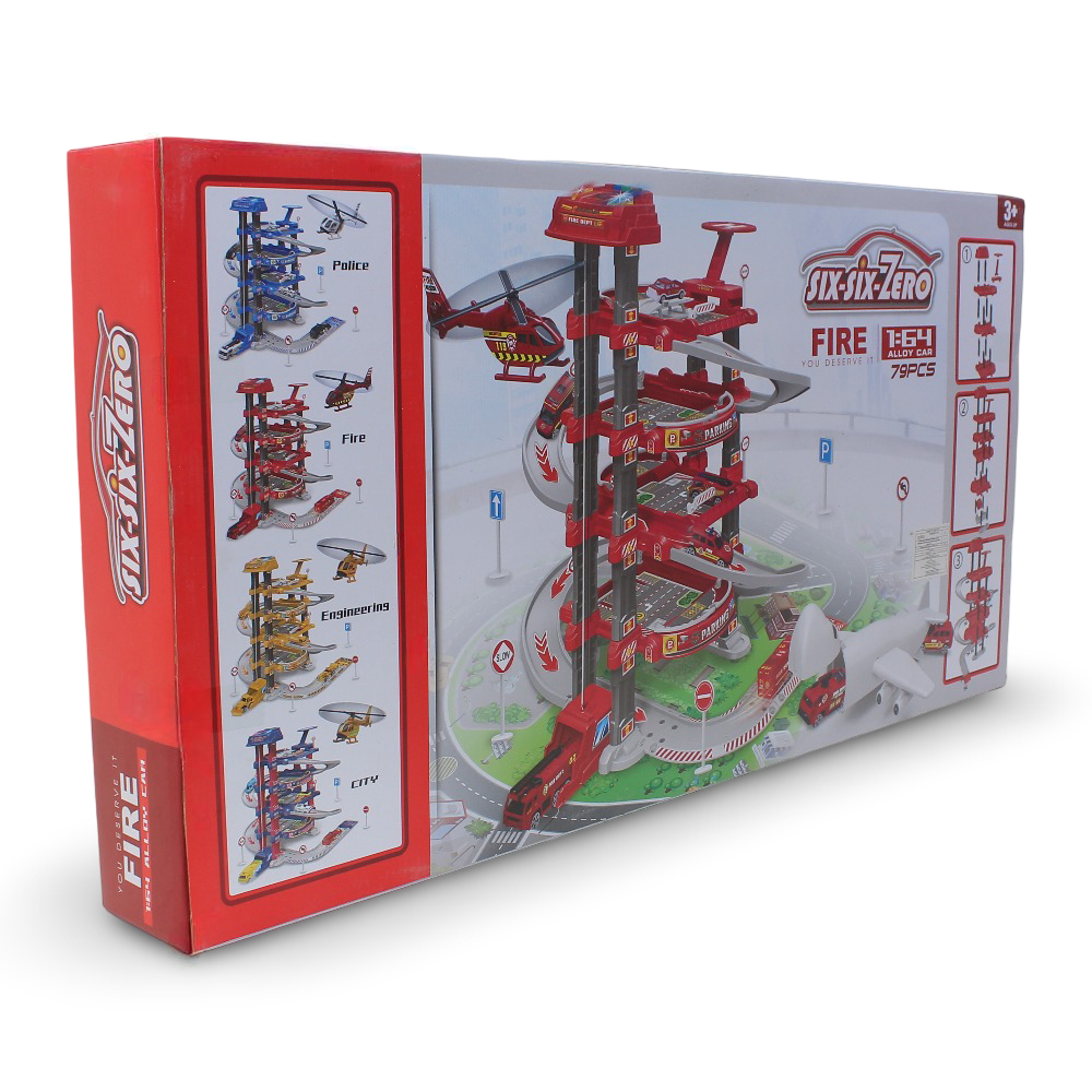 Cufan Six-Six-Zero Fire Station Garage Toy 1:64 Scale – 79 Pcs