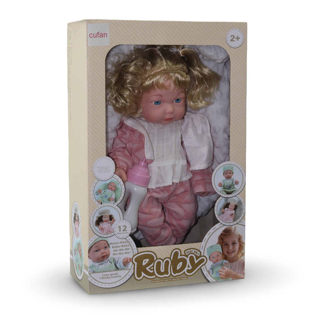 Cufan Musical Baby Doll with 12 Sounds, Bottle and Pillow – 14 Inches