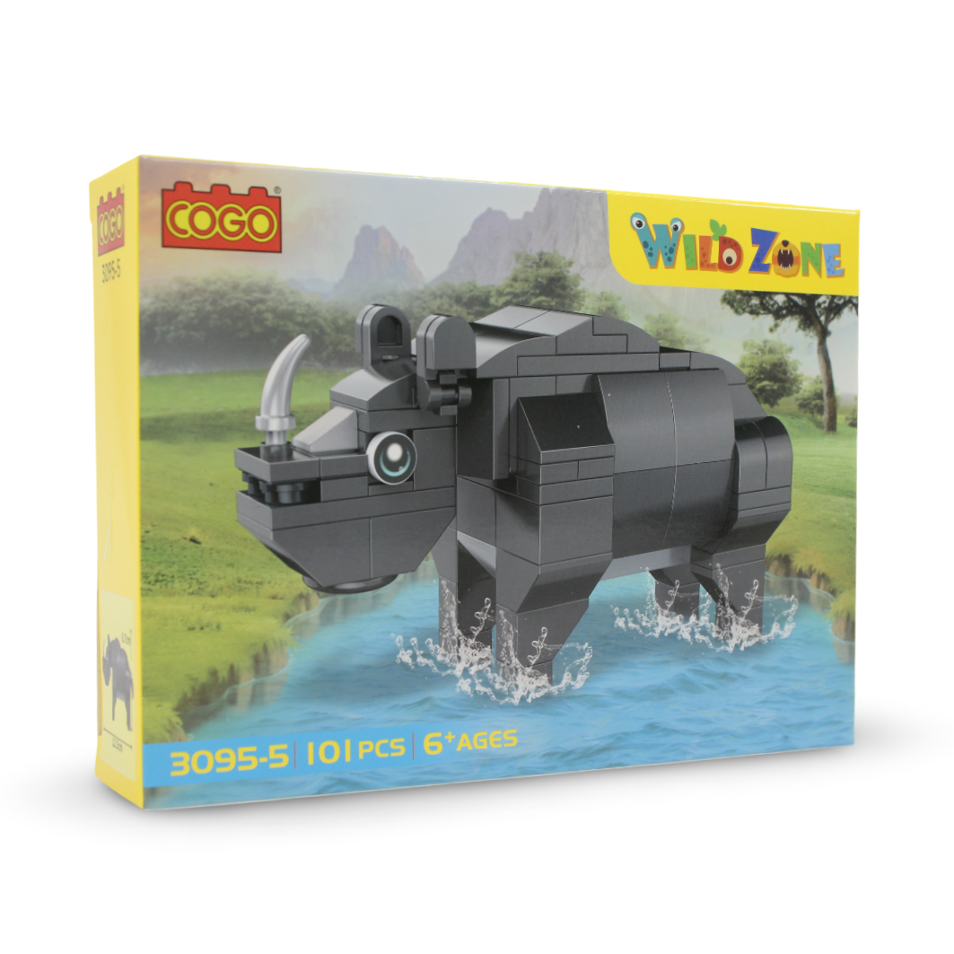 Cogo Wild Zone Rhinoceros Building Block Set – 101 Pcs