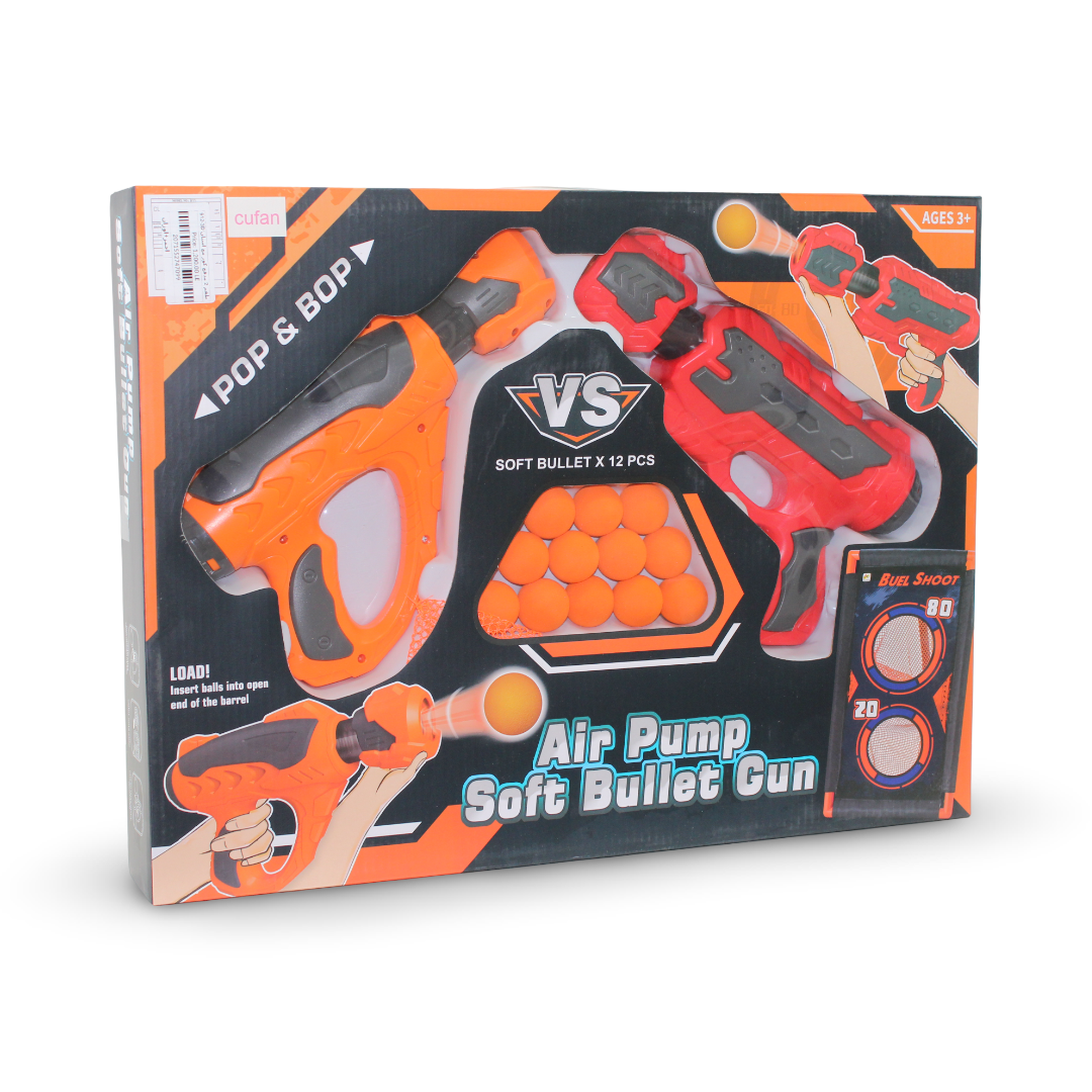 Cufan "Pop & Bop" Air Pump Soft Bullet Gun Set – Orange & Red