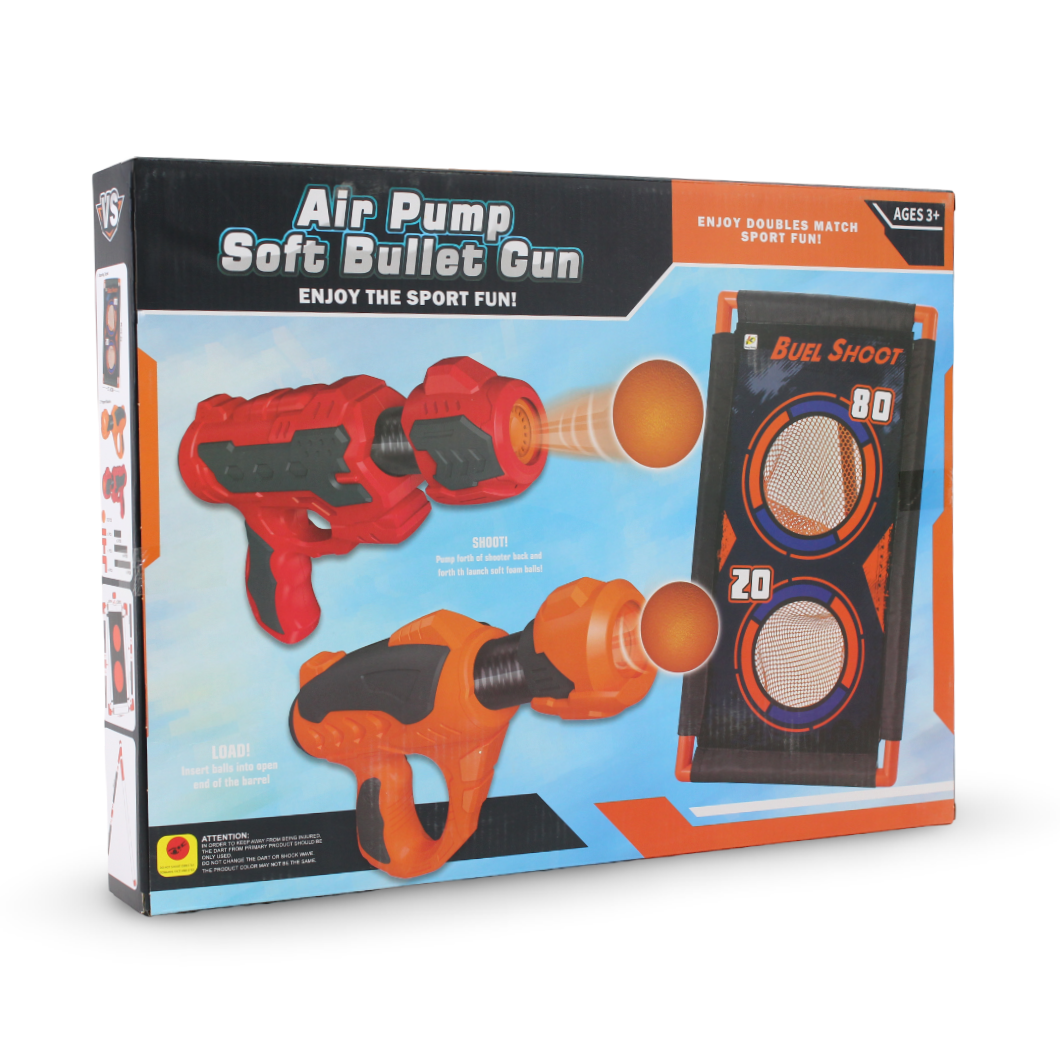 Cufan "Pop & Bop" Air Pump Soft Bullet Gun Set – Orange & Red