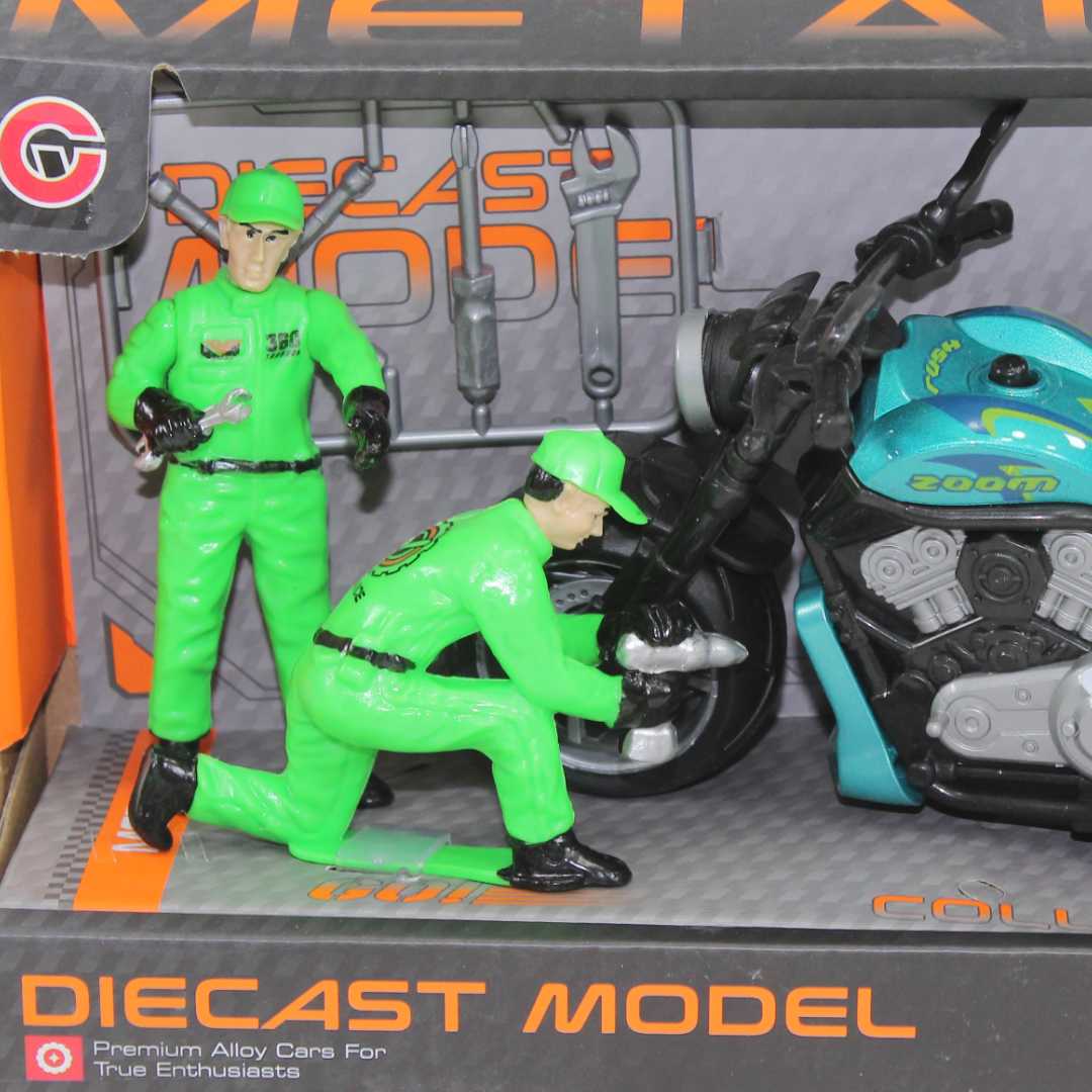Diecast Model Toy Motorcycle Set – Turquoise (Light & Sound)