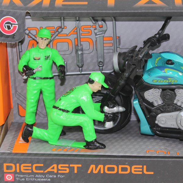 Diecast Model Toy Motorcycle Set – Turquoise (Light & Sound)