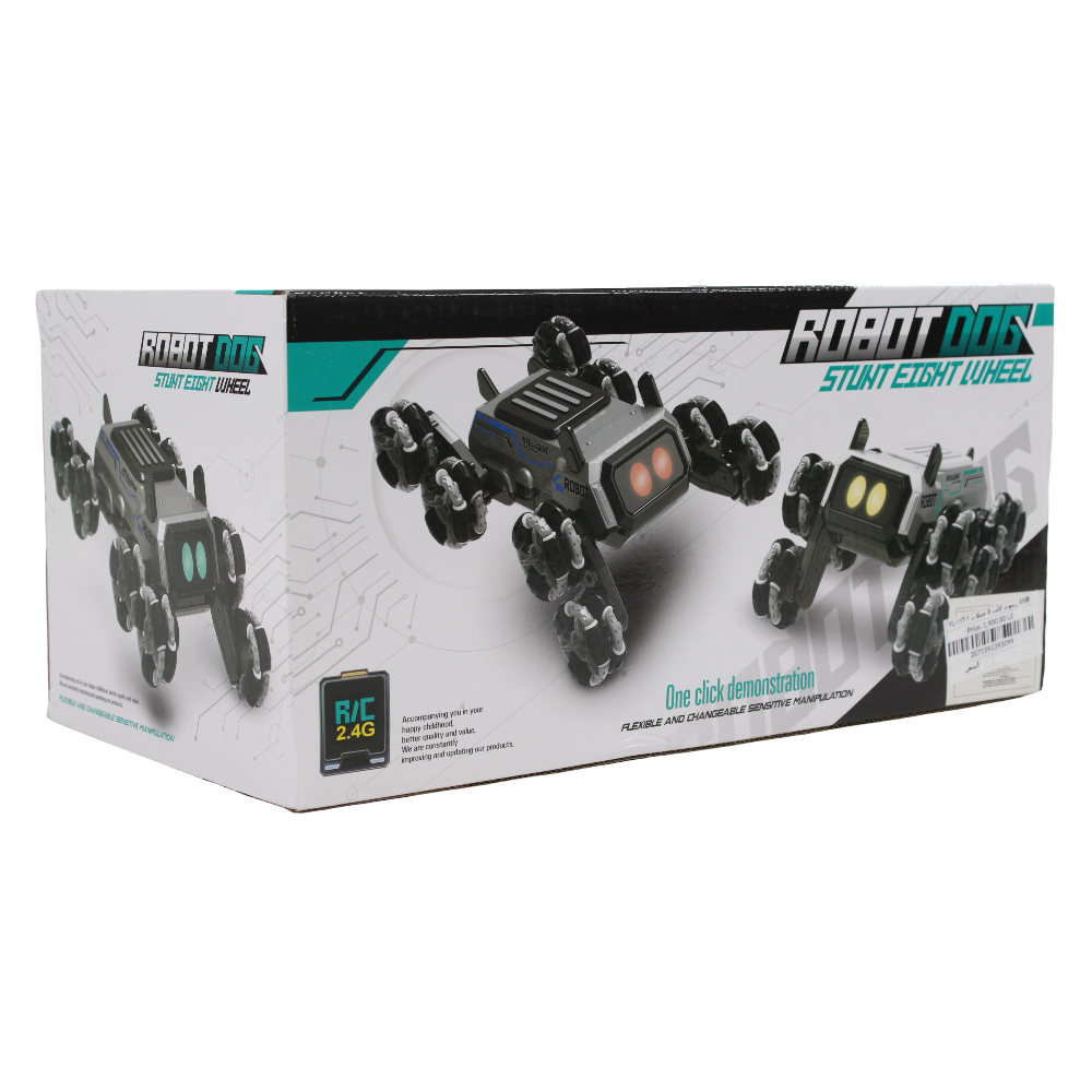 Cufan Stunt Eight-Wheel Robot Dog Remote-Control Toy – White