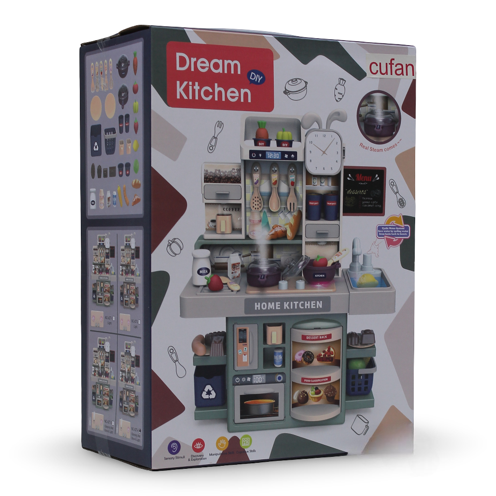 Cufan Dream Kitchen Playset – 42 cm with Light, Sound, Steam & Water Features - Toys