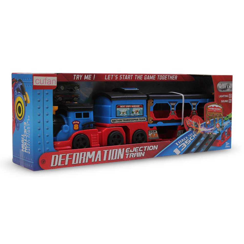 Cufan Thomas Transport Train with 2 Metal Cars – Light & Sound Playset (2-in-1)