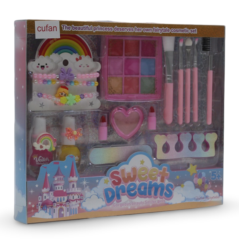 Cufan Sweet Dreams Princess Makeup Set – 16-Piece Golden Edition