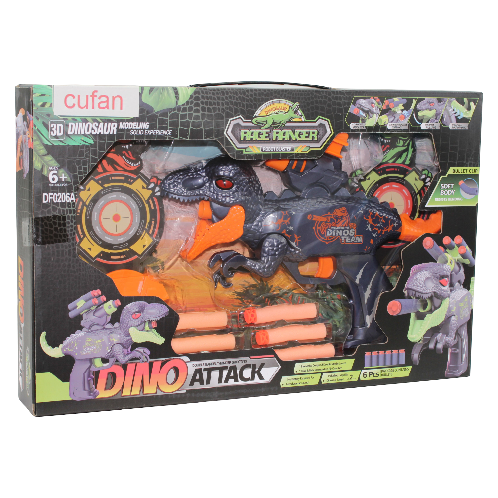 Cufan Rage Ranger Dino Attack 2-in-1 Soft Bullet Gun Set – Orange