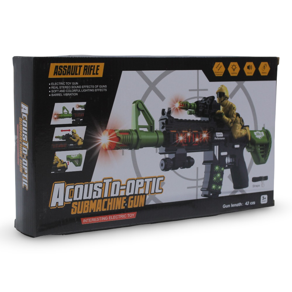 Acousto-Optic Submachine Gun Toy – Light, Sound & Vibration Battle Fun