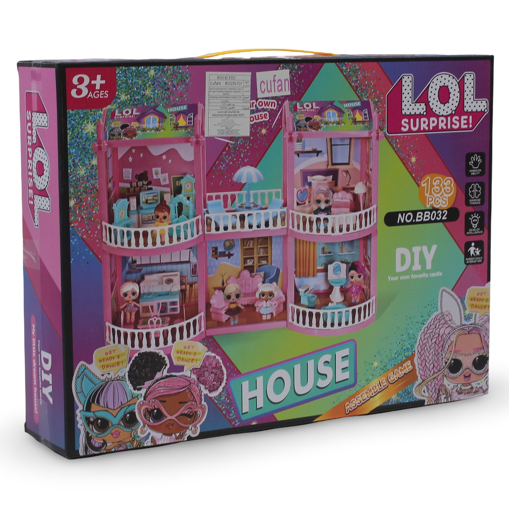 LOL Surprise Dollhouse Playset – 133-Piece DIY Castle Building Set