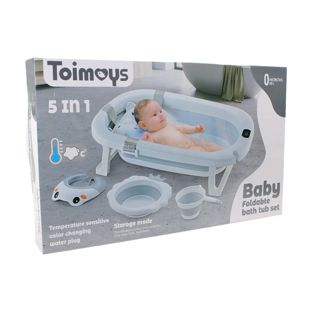 Toimoys Baby Foldabte Bath Tub Set – Grey