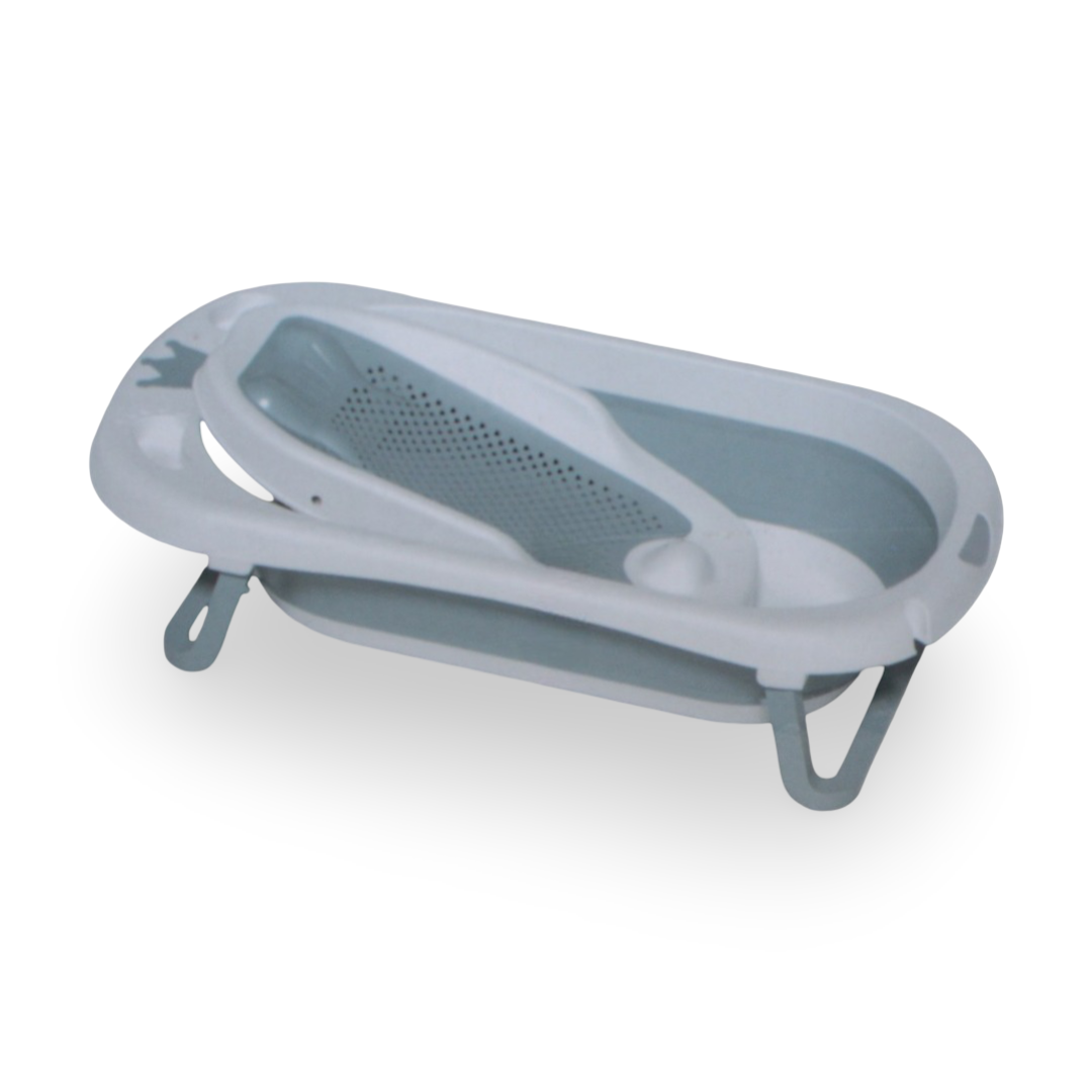 Toimoys Baby Foldable Bath Tub Set – Grey - Baby Essentials