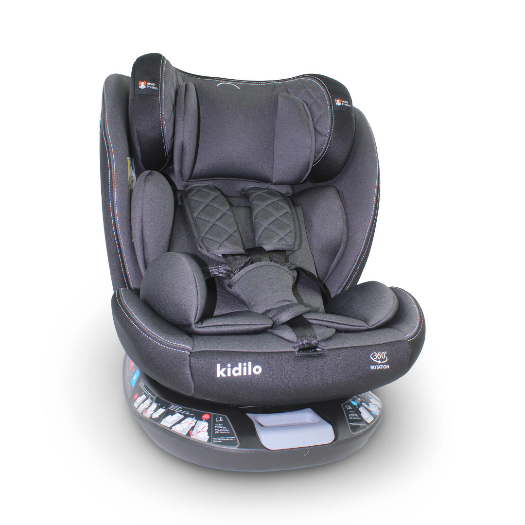 Kidilo 360° Rotating Swivel ISOFIX Child Car Seat – Black