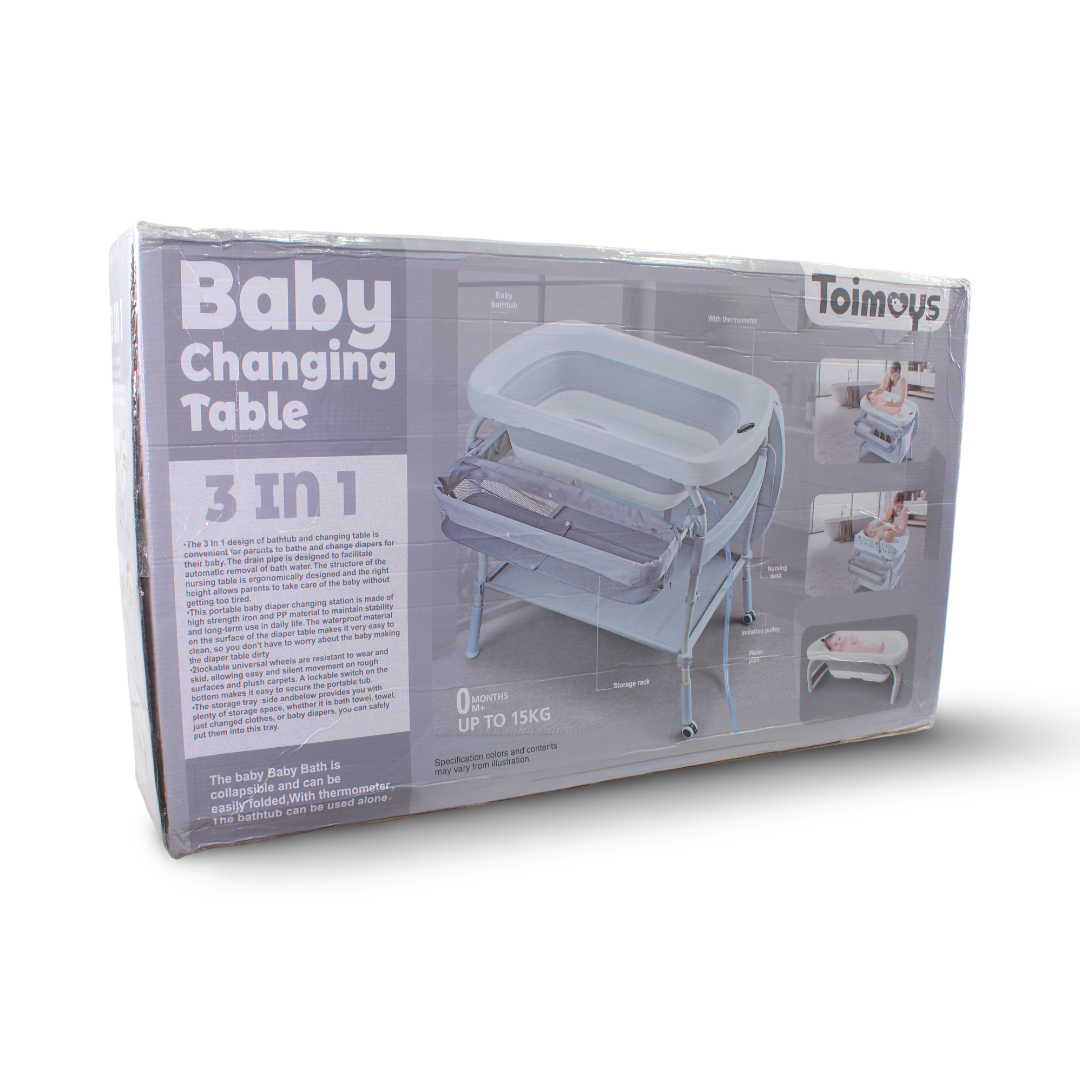Toimoys 3-in-1 Baby Changing Table and Bathtub – Grey