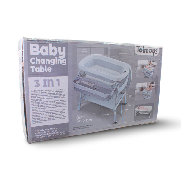Toimoys 3-in-1 Baby Changing Table and Bathtub – Grey