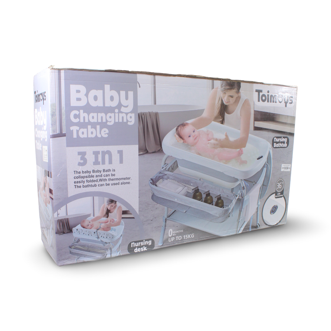 Toimoys 3-in-1 Baby Changing Table and Bathtub – Grey