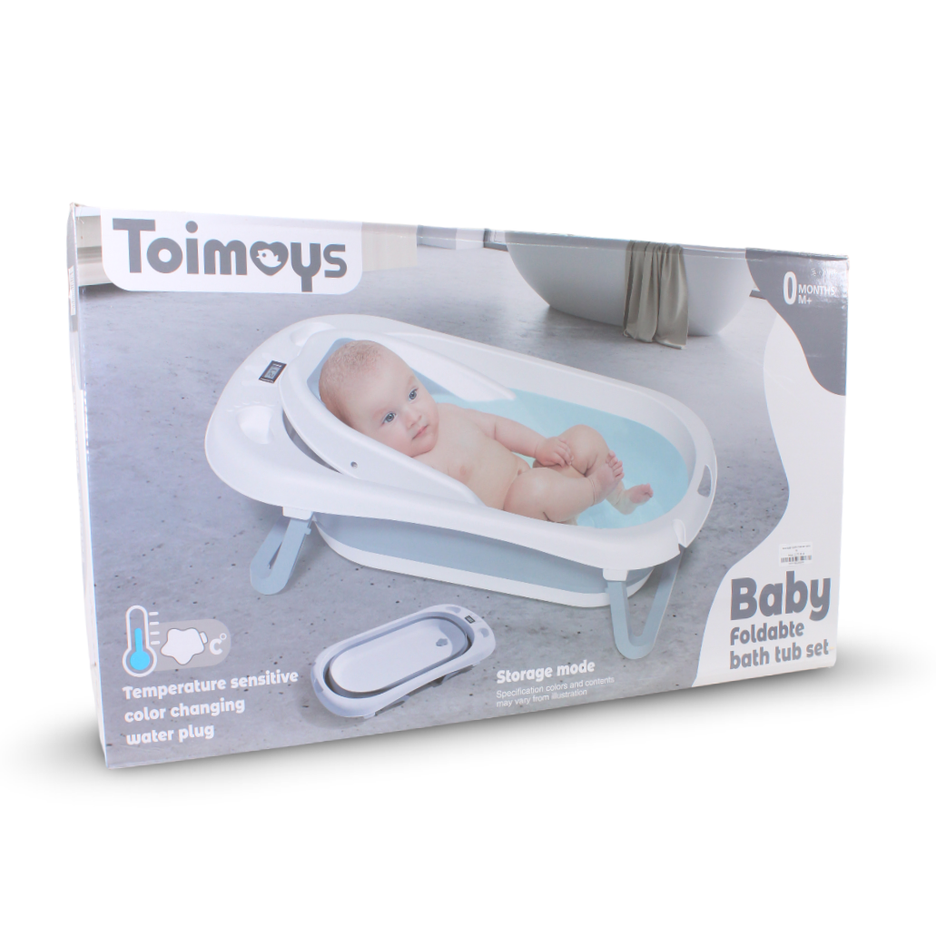 Toimoys Foldable Baby Bath Set with Temperature – Grey