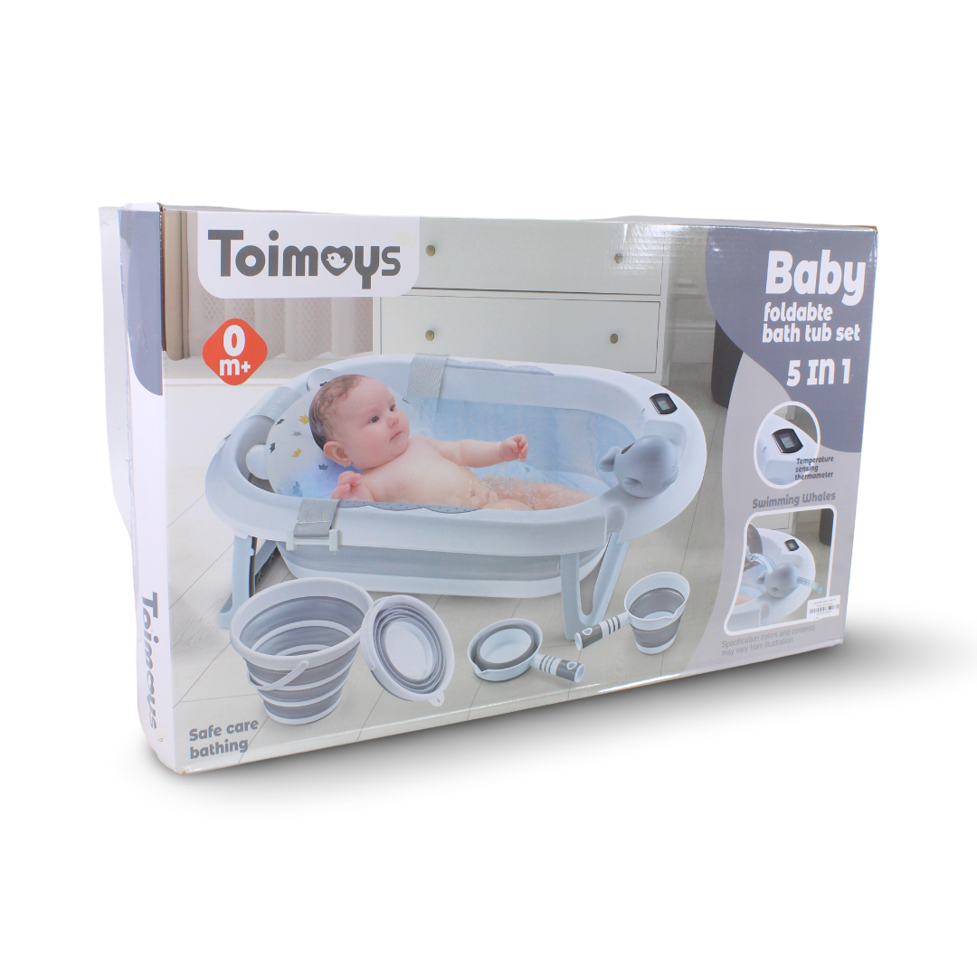 Toimoys Foldable Baby Bath 5-in-1 Set – Grey