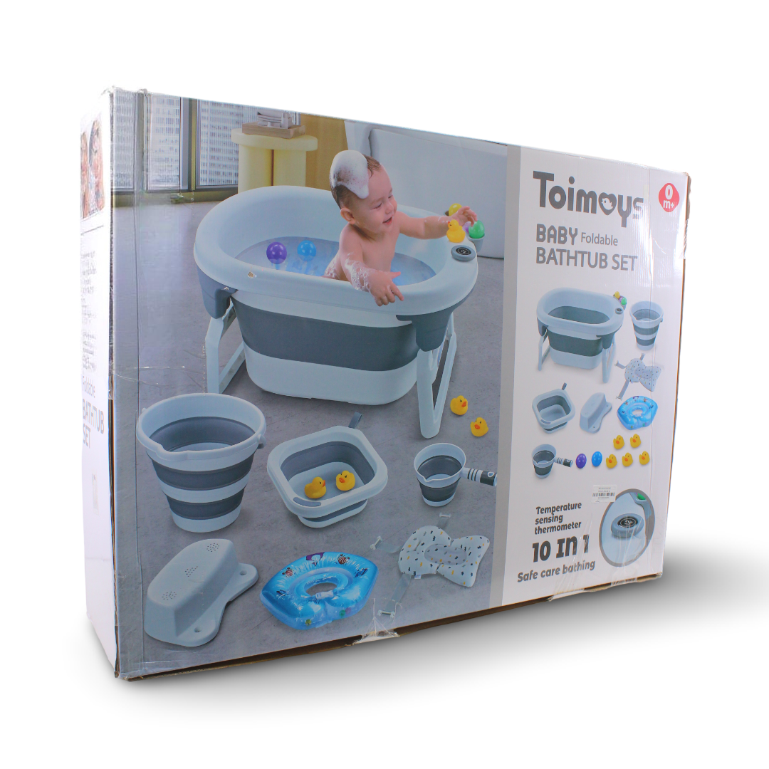 Toimoys 10-in-1 Baby Foldable Bathtub Set – Grey