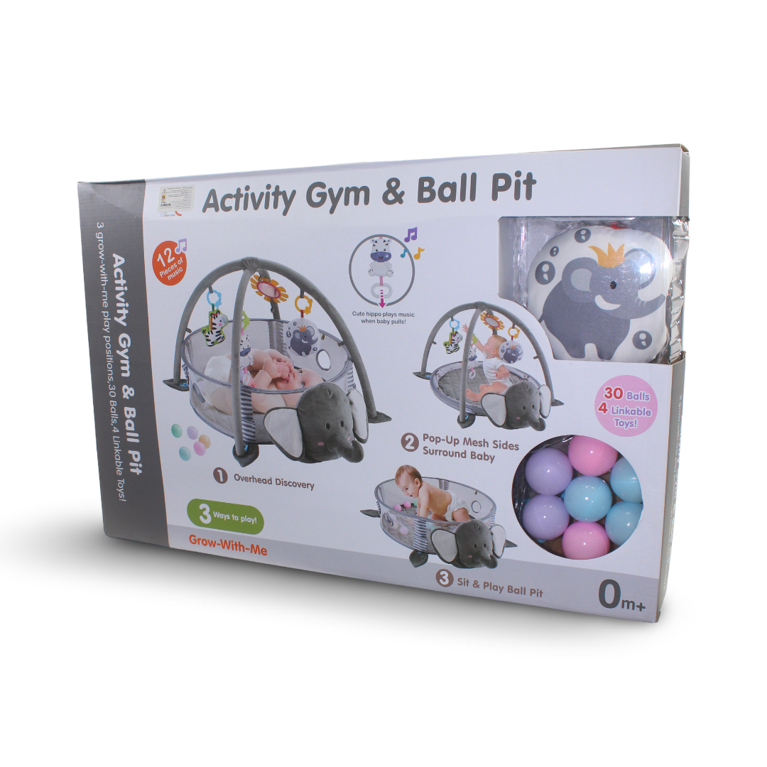 3-in-1 Baby Activity Gym & Ball Pit – Grey