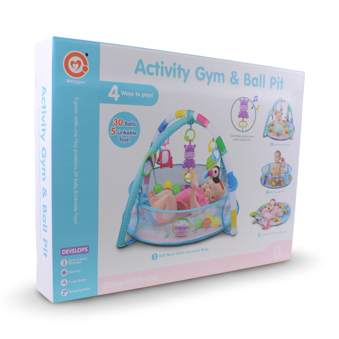 4-in-1 Baby Activity Gym and Ball Pit – Baby Blue