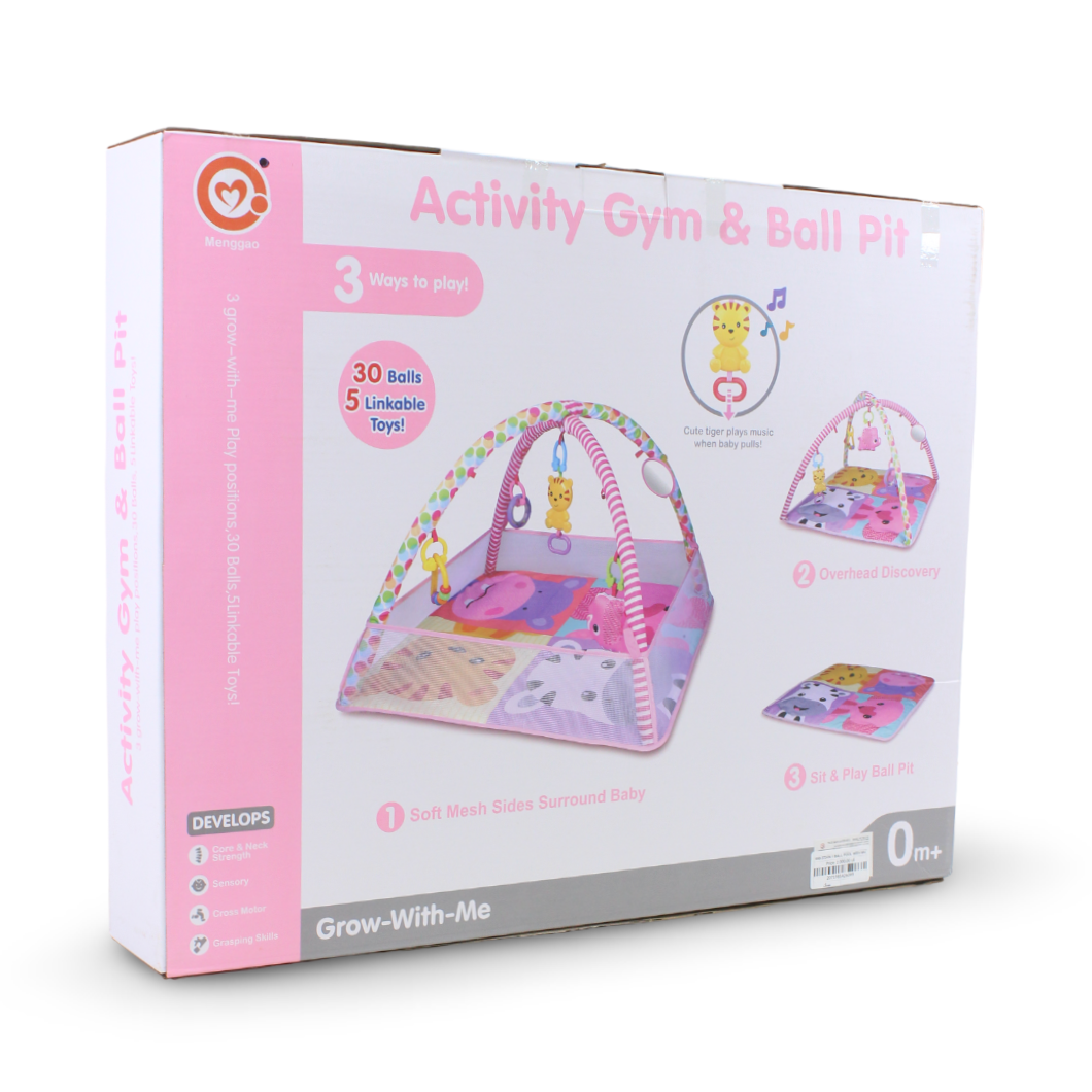 Menggao 3-in-1 Baby Activity Gym & Ball Pit – Pink