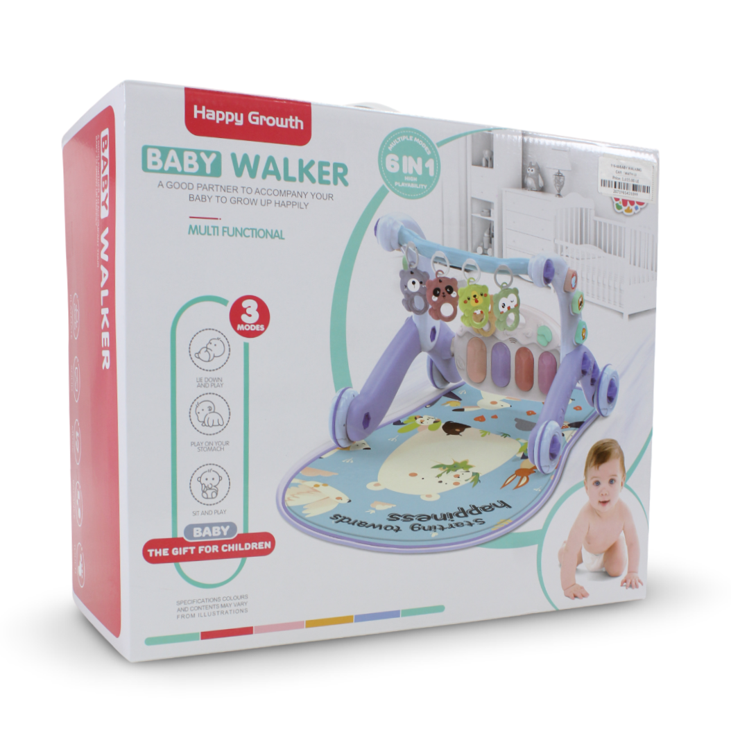 Happy Growth Baby Walker 2-in-1 Pedal Piano Fitness Rack and Learning Walker – Baby Blue