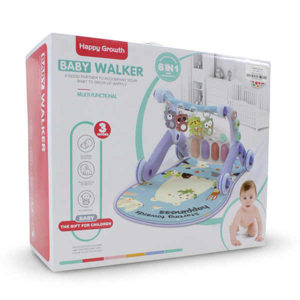 Happy Growth Baby Walker 2-in-1 Pedal Piano Fitness Rack and Learning Walker – Baby Blue