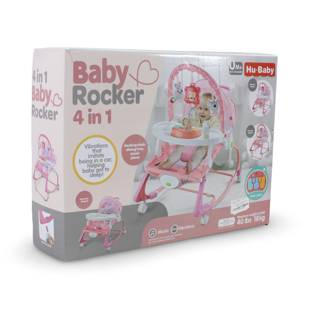 Hu-Baby 4-in-1 Baby Rocker – Pink