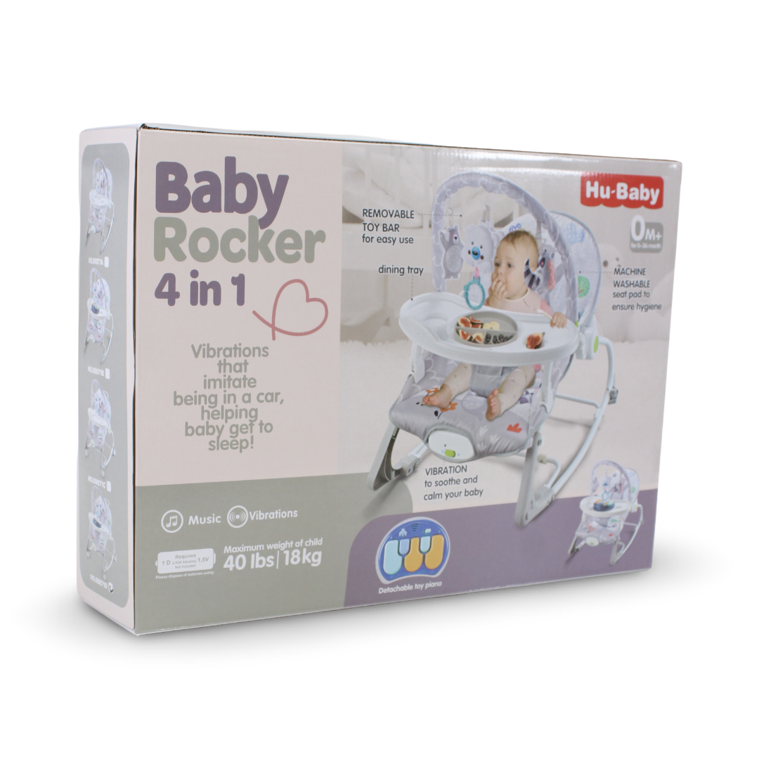 Hu-Baby 4-in-1 Baby Rocker – Grey