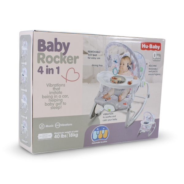 Hu-Baby 4-in-1 Baby Rocker – Grey