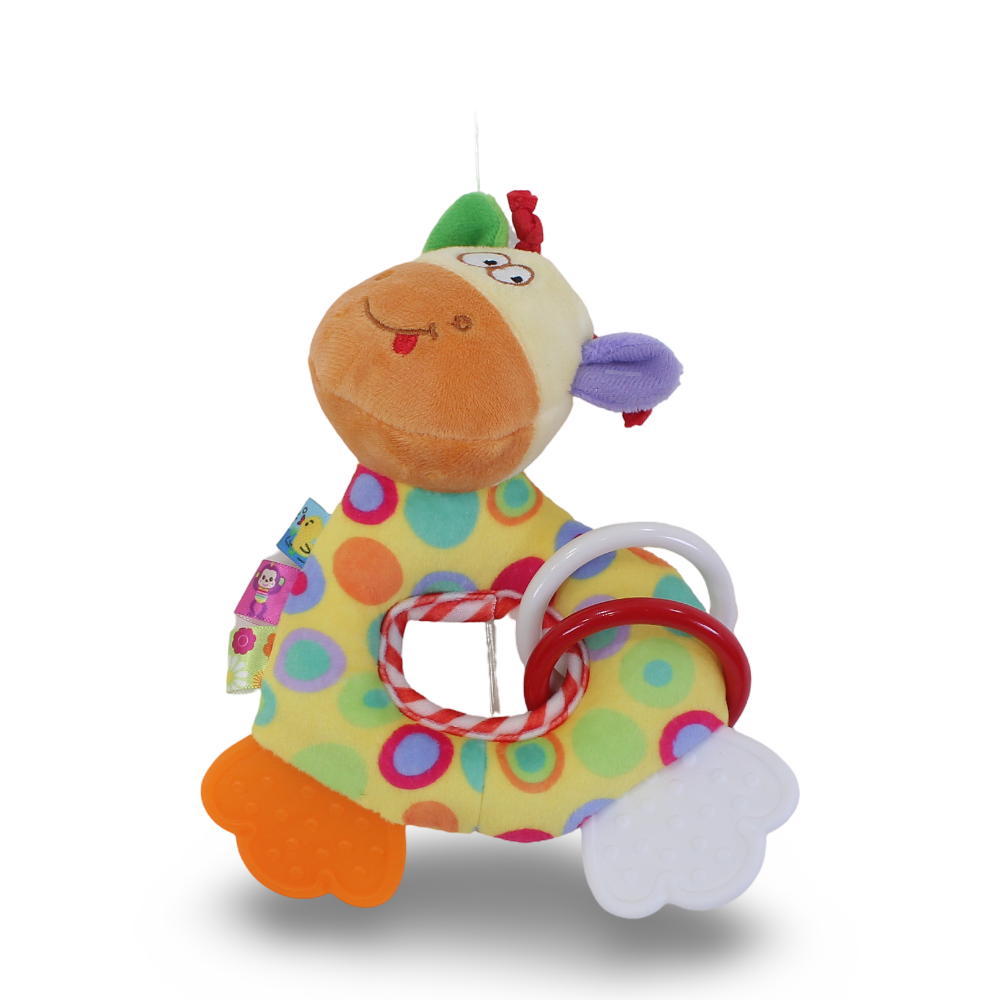Baby Soft Giraffe Sensory Toy with Teether Rings - Toys - OKO