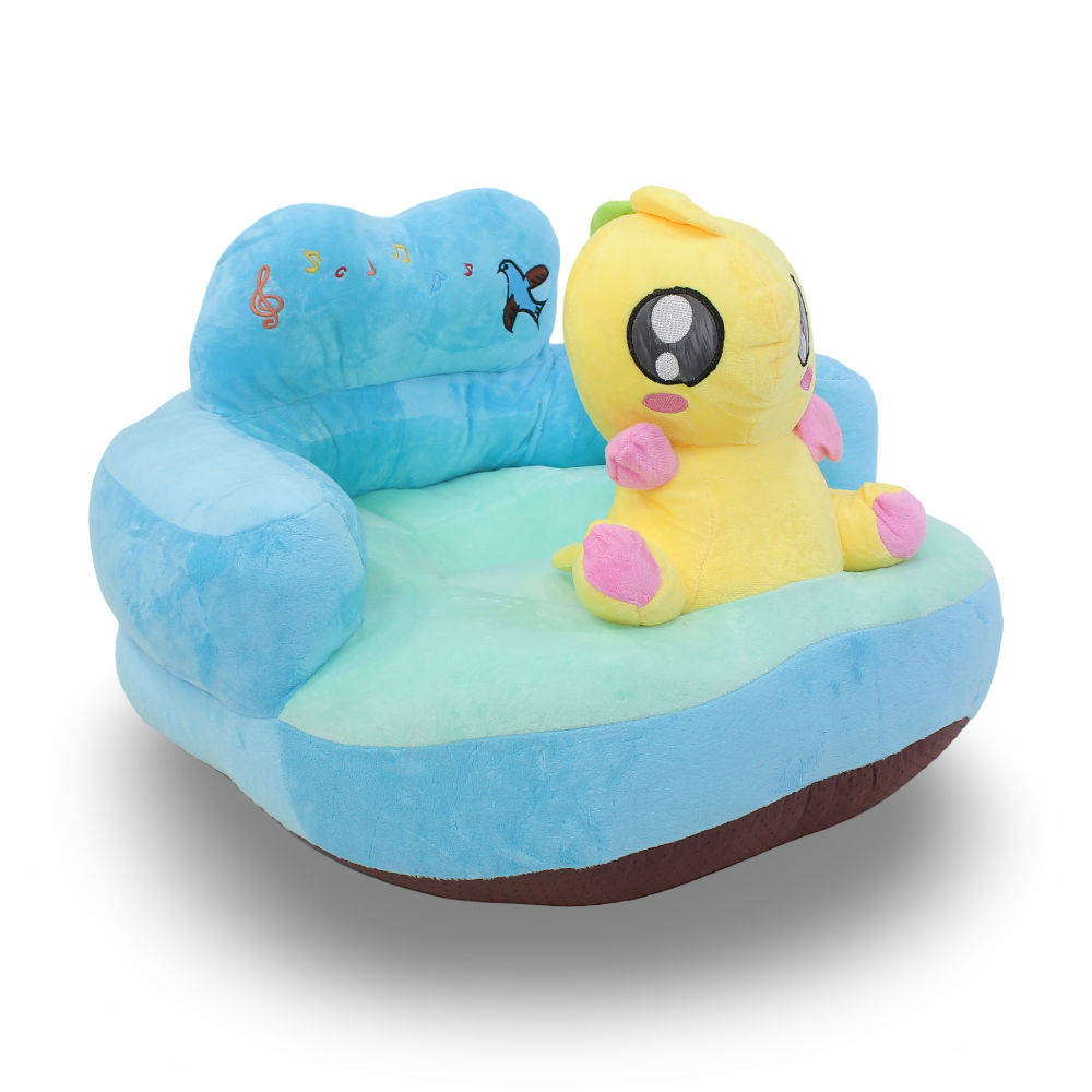 Kids Plush Ride-On Seat with Backrest – Light Blue - Baby Essentials - OKO