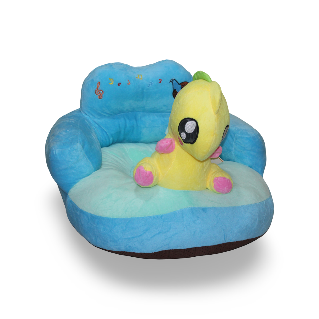 Kids Plush Ride-On Seat with Backrest – Light Blue