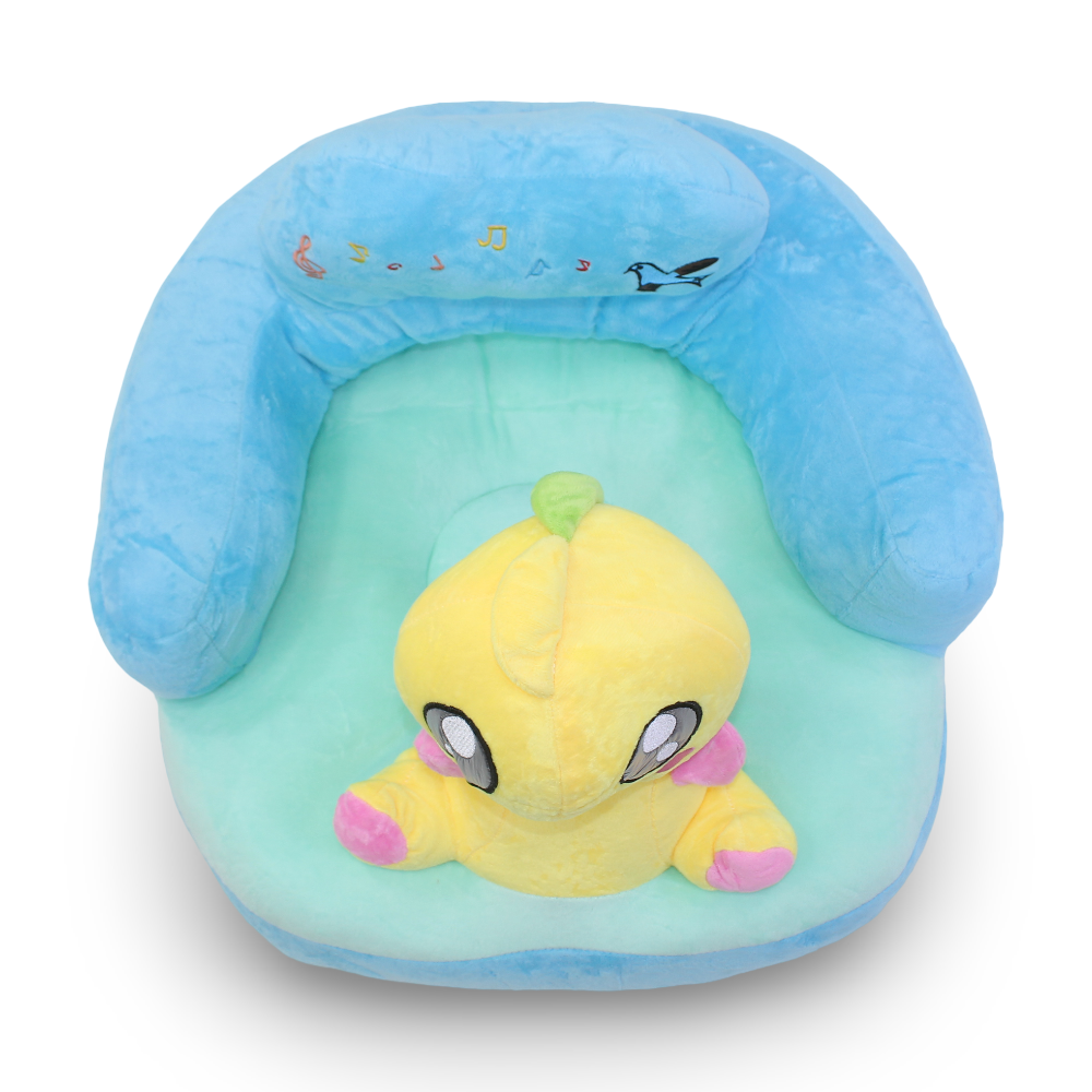 Kids Plush Ride-On Seat with Backrest – Light Blue