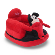 Kids Plush Ride-On Seat with Backrest – Red Mickey Mouse Design