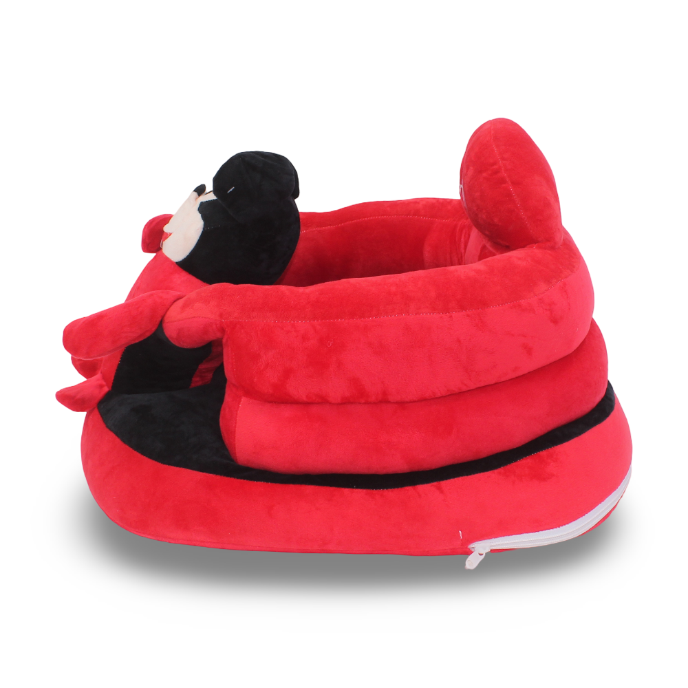 Kids Plush Ride-On Seat with Backrest – Red Mickey Mouse Design